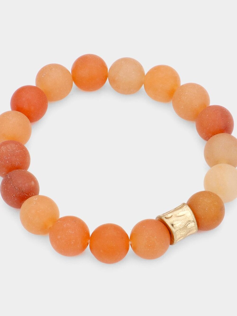 Orange Aventurine Semi Precious Stone Beaded Stretch Bracelet - Boho Stacking
